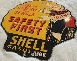 Vintage Shell Oil Porcelain Sign Gas Station Safety Advisory Prevent Forest Fire