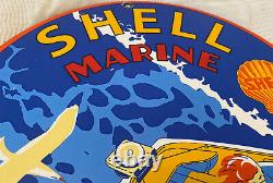 Vintage Shell Pin Up Gasoline Porcelain Sign Gas Station Pump Plate Motor Oil