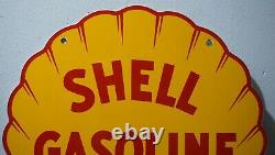 Vintage Shell Porcelain Sign Gas Motor Oil Station Pump Clam Gasoline Ad Pump