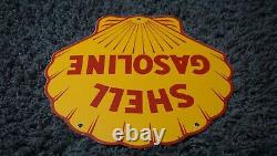 Vintage Shell Porcelain Sign Gas Motor Oil Station Pump Clam Gasoline Ad Pump