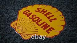 Vintage Shell Porcelain Sign Gas Motor Oil Station Pump Clam Gasoline Ad Pump