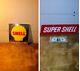 Vintage Shell Super Shell Gas Pump Signs Plastic
