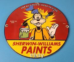Vintage Sherwin Williams Paint Sign Porcelain Goofy Hardware Store Gas Sign
