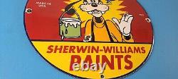 Vintage Sherwin Williams Paint Sign Porcelain Goofy Hardware Store Gas Sign