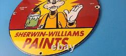 Vintage Sherwin Williams Paint Sign Porcelain Goofy Hardware Store Gas Sign