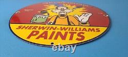 Vintage Sherwin Williams Paint Sign Porcelain Goofy Hardware Store Gas Sign