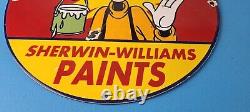 Vintage Sherwin Williams Paint Sign Porcelain Goofy Hardware Store Gas Sign