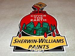 Vintage Sherwin Williams Paints Cover The Earth 12 Metal Gasoline & Oil Sign