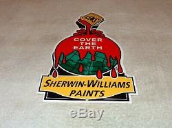 Vintage Sherwin Williams Paints Cover The Earth 12 Metal Gasoline & Oil Sign