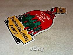 Vintage Sherwin Williams Paints Cover The Earth 12 Metal Gasoline & Oil Sign