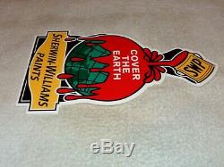 Vintage Sherwin Williams Paints Cover The Earth 12 Metal Gasoline & Oil Sign