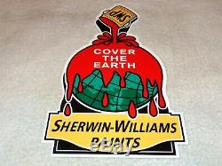 Vintage Sherwin Williams Paints Cover The Earth 12 Metal Gasoline & Oil Sign