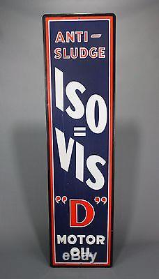 Vintage Sign, ISO=VIS D Motor Oil, Anti-Sludge, Porcelain, 60, Exc. Cond