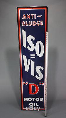 Vintage Sign, ISO=VIS D Motor Oil, Anti-Sludge, Porcelain, 60, Exc. Cond