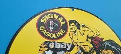 Vintage Signal Gasoline Porcelain Gas Motor Oil Tarzan Service Pump Plate Sign
