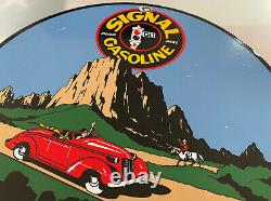 Vintage Signal Gasoline Porcelain Sign Gas Station Motor Oil Go Farther Rare