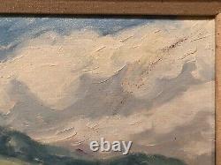 Vintage Signed Framed Claude Large Impressionist Oil Painting Landscape 40.5x38