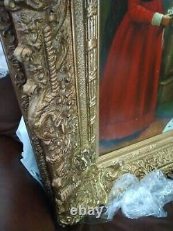 Vintage Signed Lawson Original Renaissance Oil Painting Embossed Gold Frame 55