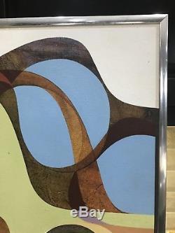 Vintage Signed Mid Century Modern Abstract Oil Painting Mandziuk listed artist