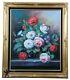 Vintage Signed Original Still Life Oil On Canvas Floral Peonies Bouquet Realism