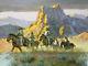 Vintage Signed Western Frank Magsino Oil Miniature Painting American Indian Art