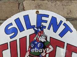 Vintage Silent Chief Gasoline Porcelain Gas Pump Sign 12 Viking