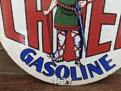 Vintage Silent Chief Gasoline Porcelain Gas Pump Sign 12 Viking