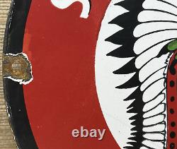 Vintage Silent Chief Gasoline Porcelain Gas Station Sign Motor Oil Pump Plate