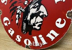 Vintage Silent Chief Gasoline Porcelain Gas Station Sign Motor Oil Pump Plate