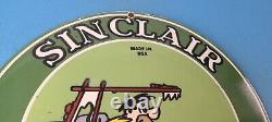 Vintage Sinclair Gas Porcelain Sign Flintstones Cave Man Gasoline Pump Sign