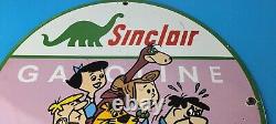 Vintage Sinclair Gas Porcelain Sign Flintstones Gasoline Service Pump Sign