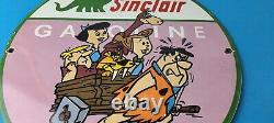 Vintage Sinclair Gas Porcelain Sign Flintstones Gasoline Service Pump Sign