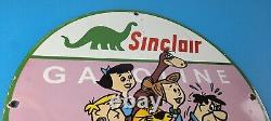 Vintage Sinclair Gas Porcelain Sign Flintstones Gasoline Service Pump Sign