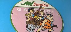 Vintage Sinclair Gas Porcelain Sign Flintstones Gasoline Service Pump Sign