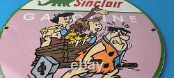 Vintage Sinclair Gas Porcelain Sign Flintstones Gasoline Service Pump Sign