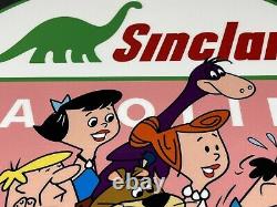 Vintage Sinclair Gasoline Advertising Gas Oil 12 Metal Fred Flintstone Sign