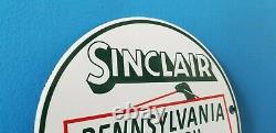 Vintage Sinclair Gasoline Porcelain 6 Motor Oil Service Dino Station Pump Sign