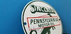 Vintage Sinclair Gasoline Porcelain 6 Motor Oil Service Dino Station Pump Sign