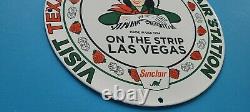 Vintage Sinclair Gasoline Porcelain Cowgirl Vegas Gas Service Station Pump Sign