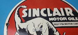 Vintage Sinclair Gasoline Porcelain Dino Gas Motor Oil Service Station Pump Sign