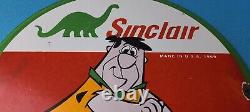 Vintage Sinclair Gasoline Porcelain Flintstones Gas Service Station Pump Sign