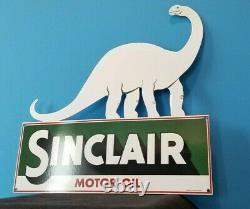 Vintage Sinclair Gasoline Porcelain Gas Motor Oil Service Large Barn Diecut Sign