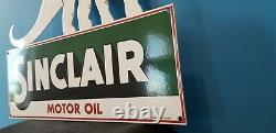 Vintage Sinclair Gasoline Porcelain Gas Motor Oil Service Large Barn Diecut Sign