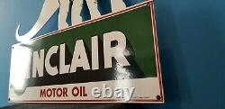 Vintage Sinclair Gasoline Porcelain Gas Motor Oil Service Large Barn Diecut Sign