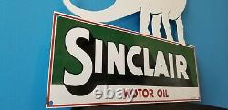 Vintage Sinclair Gasoline Porcelain Gas Motor Oil Service Large Barn Diecut Sign