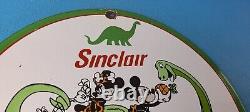 Vintage Sinclair Gasoline Porcelain Service Station Mickey And Minnie Mouse Sign