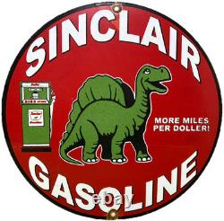 Vintage Sinclair Gasoline Porcelain Sign Dealership Gas Station Dino Motor Oil