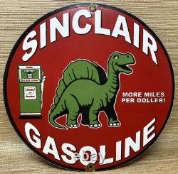 Vintage Sinclair Gasoline Porcelain Sign Dealership Gas Station Dino Motor Oil
