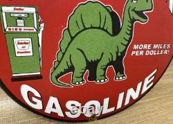 Vintage Sinclair Gasoline Porcelain Sign Dealership Gas Station Dino Motor Oil