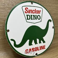 Vintage Sinclair Gasoline Porcelain Sign Dealership Gas Station Dino Motor Oil